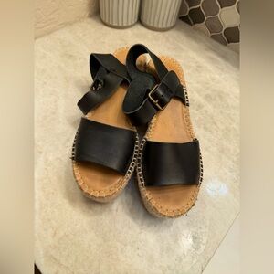 Soludos “minorca” wedge espadrille sandals black Sz 6.5